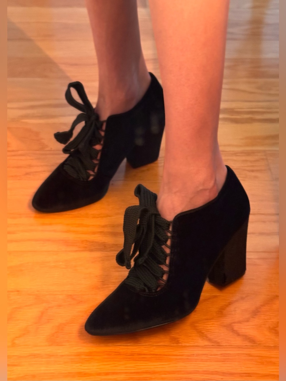 Nine West Black Lace-Up Block Heel - Incredible Comfortable